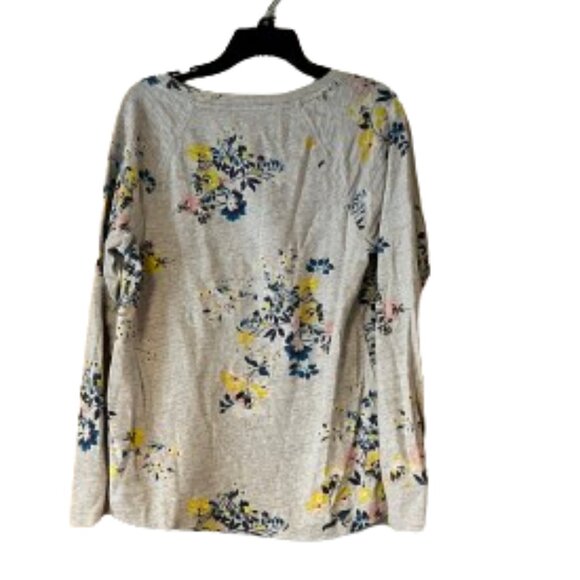 Loft Light Gray Floral Cotton Sweatshirt Long Sleeve - Medium - Picture 2 of 5